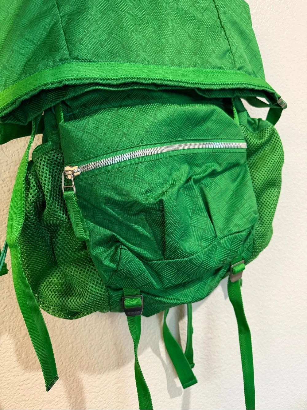 Bottega Veneta Green Woven-Texture Backpack